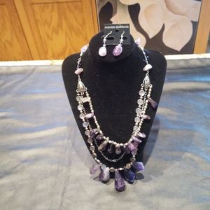 Amethyst Necklace Set, EUC